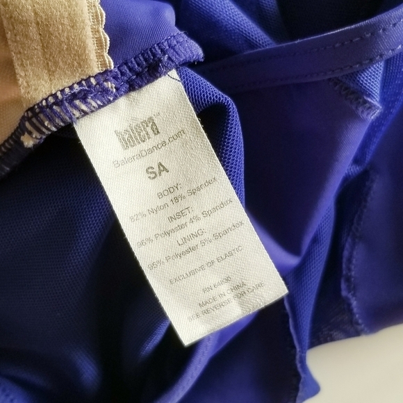 BALERA Blue Mesh Scalloped Back Gymnastics Leotard Dance Wear Adult Small - Picture 8 of 10